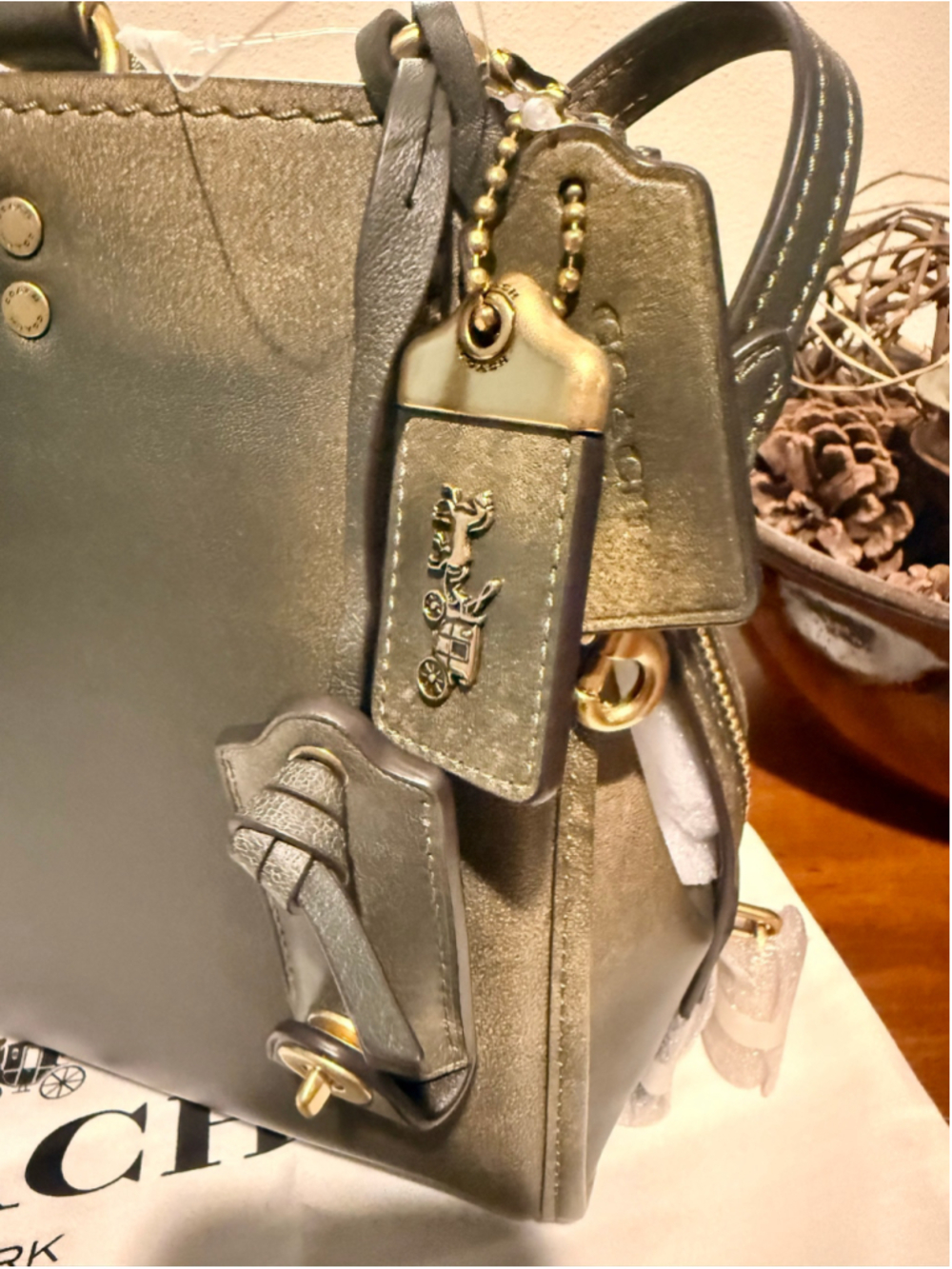 NEW Coach Rogue 31 CEN42 Green Loved Leather Full Grain Shoulder Crossbody Bag N - Picture 12 of 16
